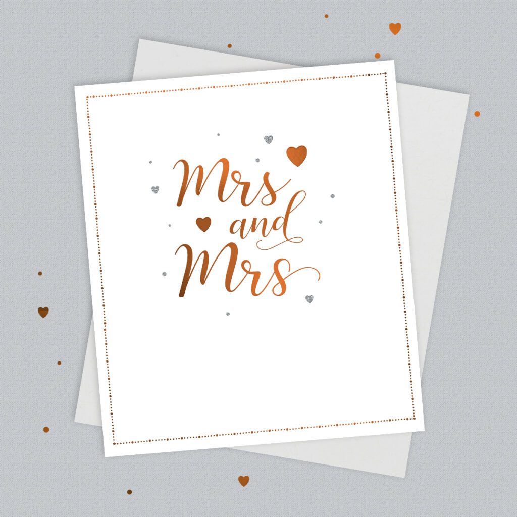 Wedding card for Mrs and Mrs