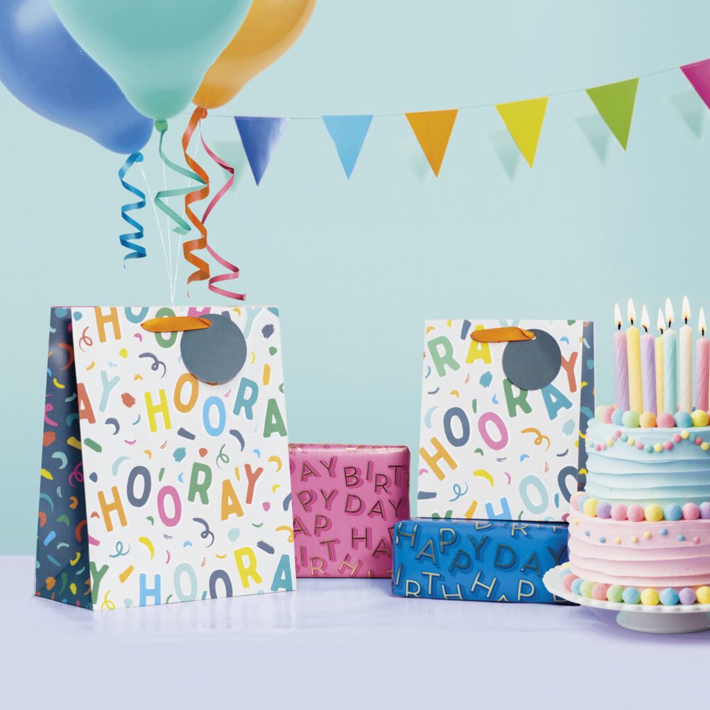 birthday cards and gift bags