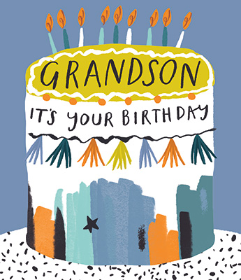Grandson birthday card with a cake design